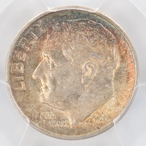 1946-S Roosevelt Dime AU55 PCGS Beautiful Tone *0879