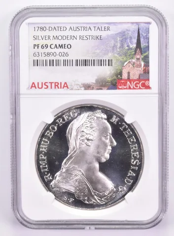 1780-Dated Austria Thaler Silver PF69 Cameo NGC Mother Theresa