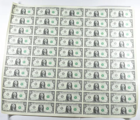 Lot (50) 2017 $1 New York NY FRN Uncut Sheet *8582