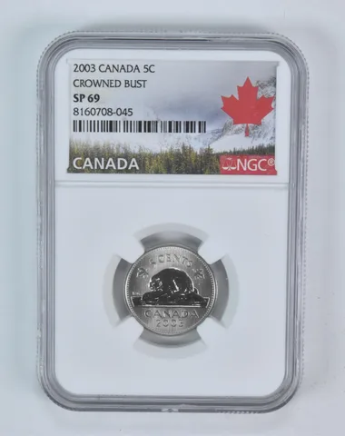 2003 Canada 5 Cent Beaver Crowned Bust SP69 NGC Canada Label