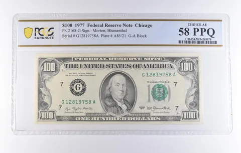 1977 $100 Chicago IL FRN Fr#2168-G Choice AU 58 PPQ PCGS *8267