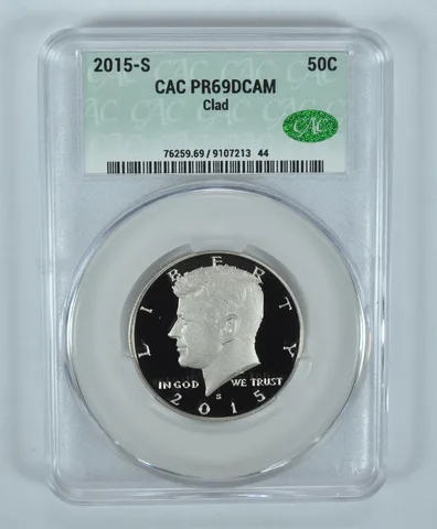 2015-S Kennedy Half Dollar CLAD PR69 DCAM CAC CACg