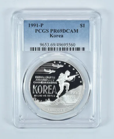 1991-P Korean War Commemorative $1 PR69 DCAM PCGS Blue Label