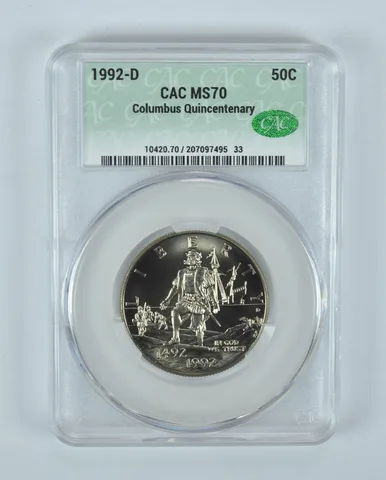 1992-D Columbus Commemorative Half Dollar MS70 CAC CACg