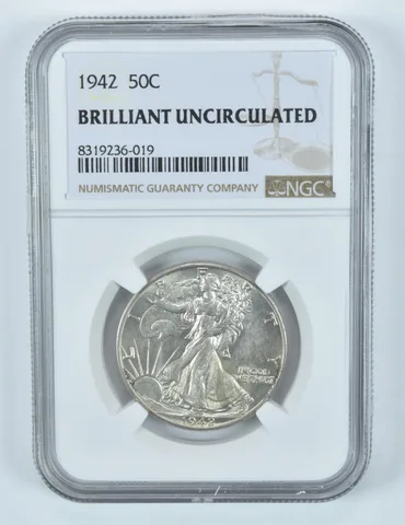 1942 Walking Liberty Half Dollar BU NGC Brown Label