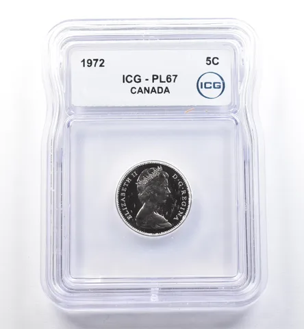 1972 Canada 5 Cents PL67 ICG a0222