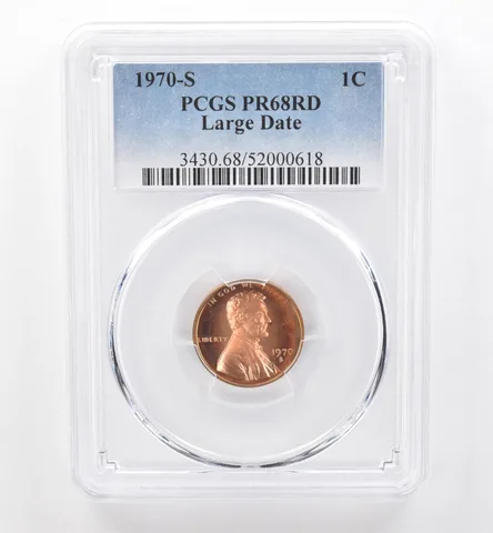 1970-S Lincoln Memorial Cent Large Date PR68 RD PCGS Beautiful Tone *6587