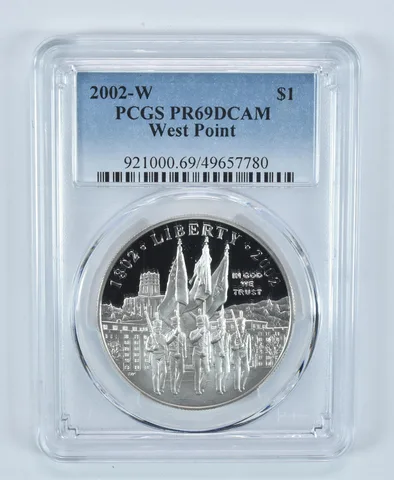 2002-W West Point Commemorative Dollar PR69 DCAM PCGS Blue Label