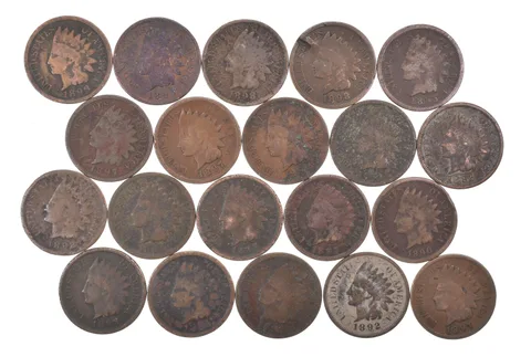 Lot 20 1800's 1890-1899 Indian Head Penny Cents US Coin Collection 2/5 Roll *494
