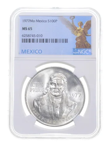 1977 Mo Mexico 100 Pesos Silver S100P MS65 NGC Special Label