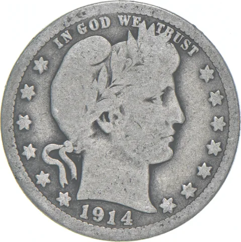 1914-D Barber Quarter Average Circ