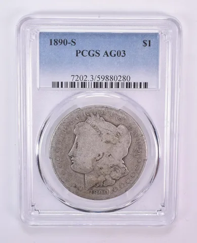 1890-S Morgan Silver Dollar AG03 PCGS Blue Label Lowball
