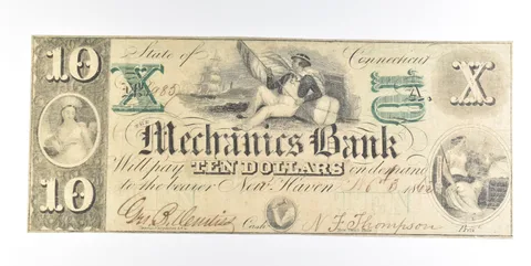 1863 $10 New Haven CT Mechanics Bank Obsolete Note *0230