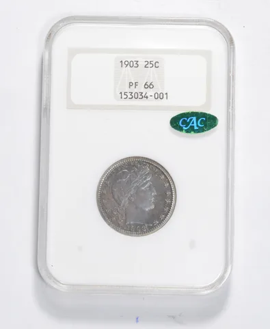 PF66 1903 CAC Barber Quarter - NGC Graded a0090