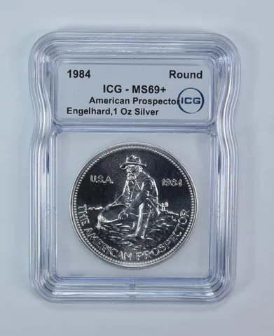 1984 Engelhard American Prospector 1 Troy Oz Silver Round MS69+ ICG