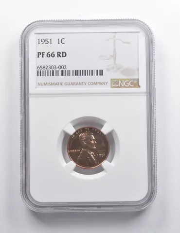 PF66 RD 1951 Lincoln Wheat Cent NGC a7419