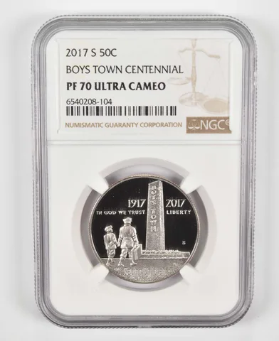 2017-S Boys Town Commemorative Half Dollar PF70 NGC Brown Lbl