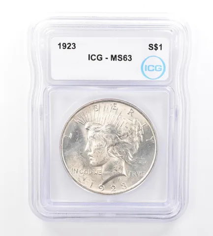 1923 Peace Silver Dollar MS63 ICG Beautiful Tone Reverse *1705