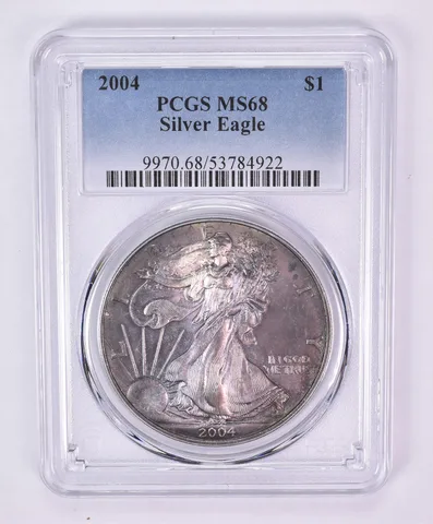 2004 American Silver Eagle MS68 PCGS Beautiful Tone a1095