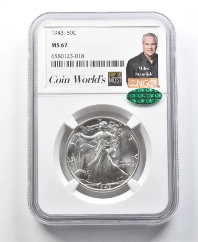 1943 Walking Liberty Half Dollar Miles Standish MS67 NGC CAC a8549