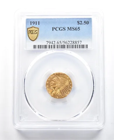 1911 $2.50 Indian Head Gold Quarter Eagle MS65 PCGS *5474