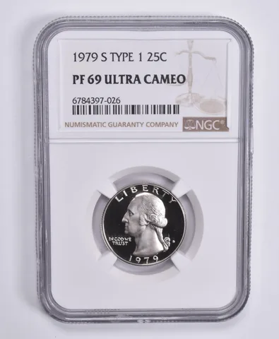 1979-S Washington Quarter Type 1 ONE PF69 UCam NGC Brown Lbl