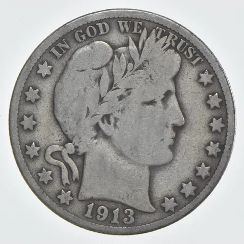 1913-S Barber Half Dollar 90% Silver VG Condition