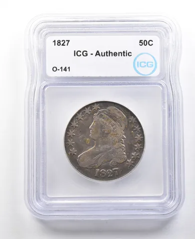 1827 Capped Bust Half Dollar O-141 Authentic ICG *3043
