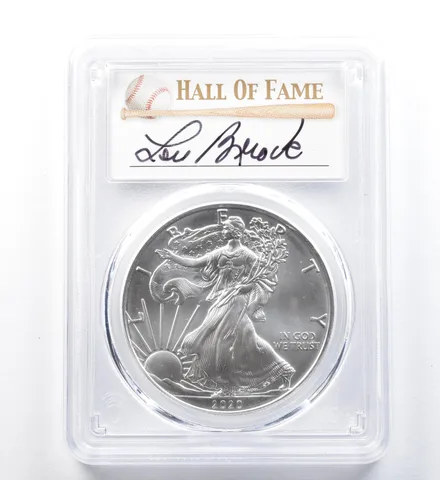 2020 (S) American Silver Eagle Lou Brock Emergency Issue FDOI MS70 PCGS a1240