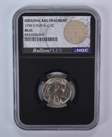 1938-D Indian Head Buffalo Nickel Original Bag Fragment MS65 NGC