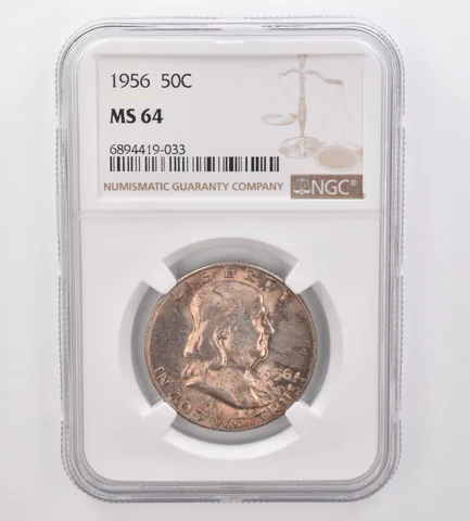 1956 Franklin Half Dollar MS64 NGC Beautiful Tone *9887