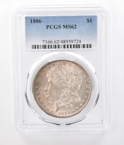 1886 Morgan Silver Dollar MS62 PCGS Peripheral Tone a7408