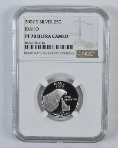 2007-S Washington State Quarter Idaho Silver PF70 UCAM NGC Brown Label