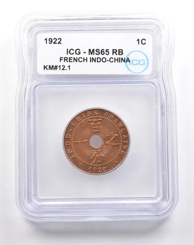 1922 French Indo-China 1 Cent KM#12.1 MS65 RB ICG *5513