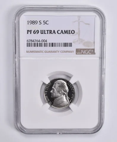 1989-S Jefferson Nickel 5c PF69 UCam NGC Brown Lbl