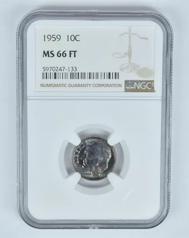 MS66 FT 1959 Roosevelt Dime - Graded NGC Blueberry Toned a8916