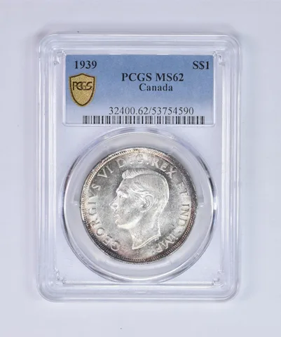 1939 Canada 1 Dollar Silver MS62 PCGS Peripheral Tone *8033