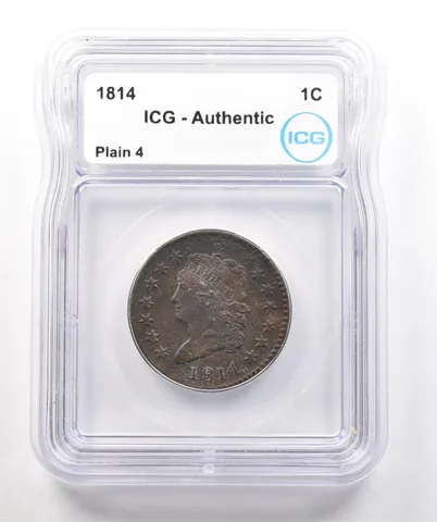 1814 Classic Head Large Cent Plain 4 Authentic ICG a4248