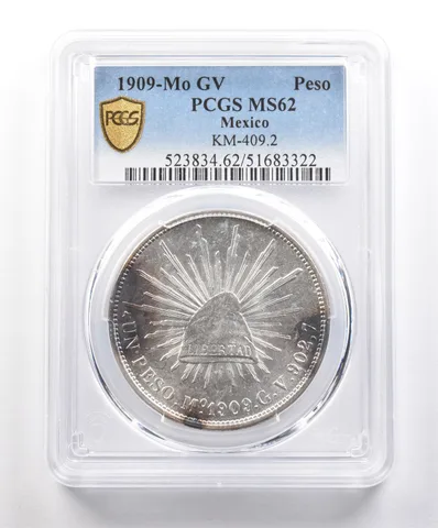 1909 Mo GV Mexico Peso KM-409.2 MS62 PCGS *6221