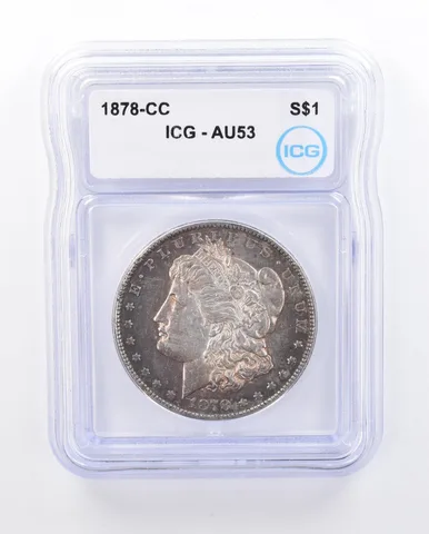 1878-CC Morgan Silver Dollar AU53 ICG Beautiful Tone a3569