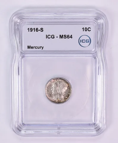 1916-S Mercury Dime MS64 ICG Beautiful Tone *1193