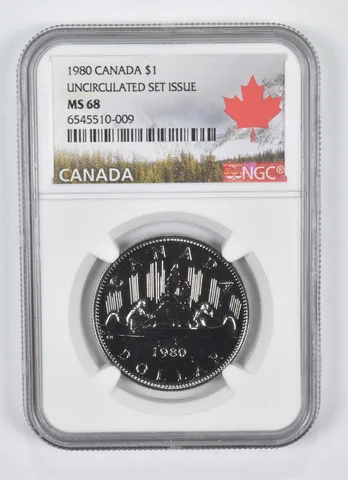 1980 Canada $1 Unc Set Issue MS68 NGC Canada Lbl