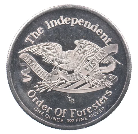 VINTAGE Art Bar/Round 1986 Brain Center Grace Fund 1 Oz. Silver 1 T Ounce *209