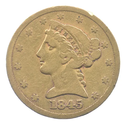 1845 $5 Liberty Head Gold Half Eagle *2316