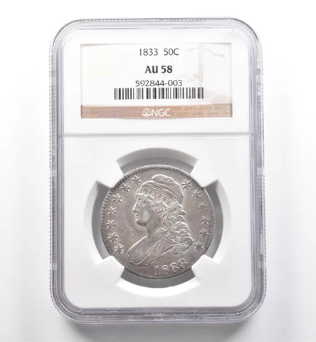 1833 Capped Bust Half Dollar AU58 NGC *7450