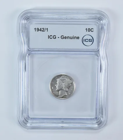 1942/1 Mercury Dime Genuine ICG *6006