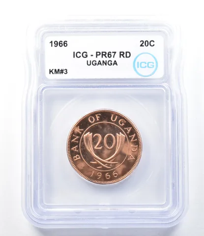 1966 Uganda 20 Cents KM#3 PR67 RD ICG *8919