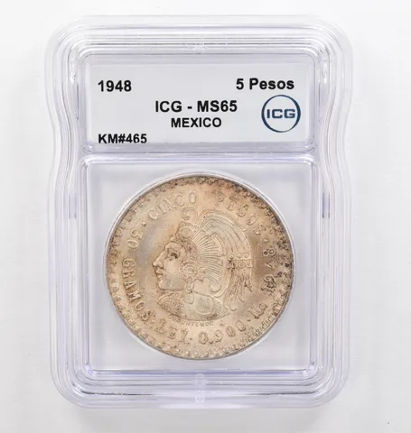 1948 Mo Mexico 5 Pesos KM#465 MS65 ICG Beautiful Tone *0278