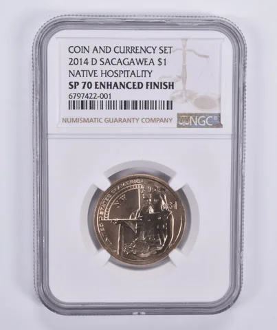 2014-D Sacagawea $1 Native Hospitality Coin Currency Set SP70 Enhanced NGC