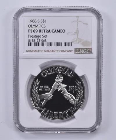 1988-S Olympic Commemorative Dollar Prestige Set PF69 UCAM NGC Brown Label